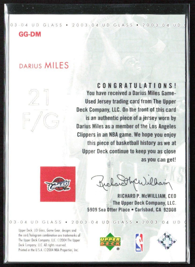 Darius Miles 2003 UD Glass Game Gear Upper Deck Jersey #GG-DM