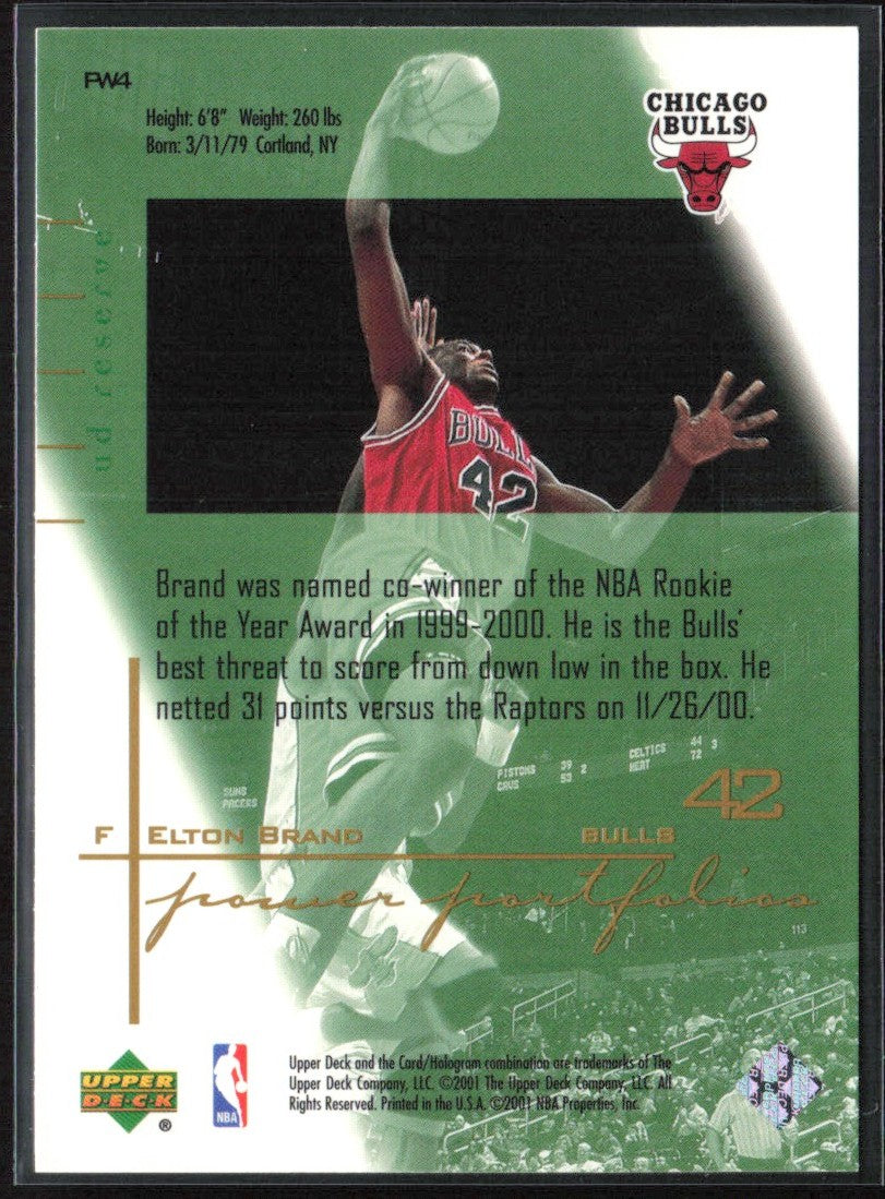 Elton Brand 2000 Upper Deck Power Portfolios #PW4 Chicago Bulls