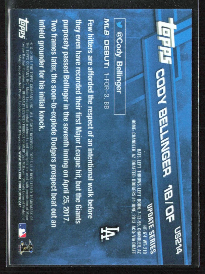 Cody Bellinger 2017 Topps Update RC #US214 Los Angeles Dodgers