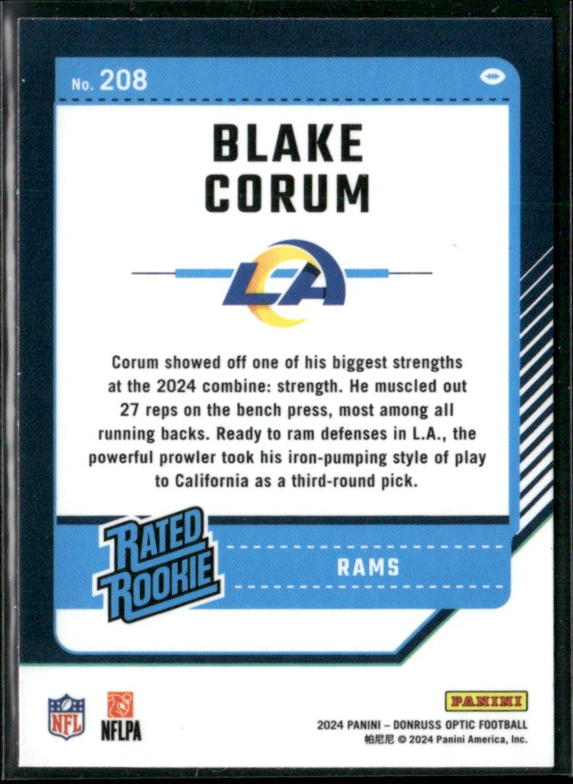 Blake Corum 2024 Donruss Optic RC #208 Los Angeles Rams