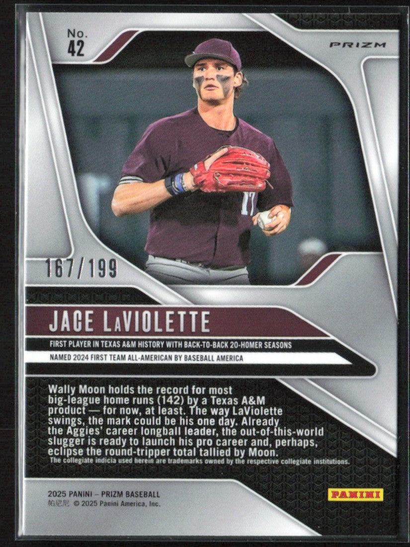 Jace LaViolette 2025 Panini Prizm Blue /199 #42 Texas A&M Aggies