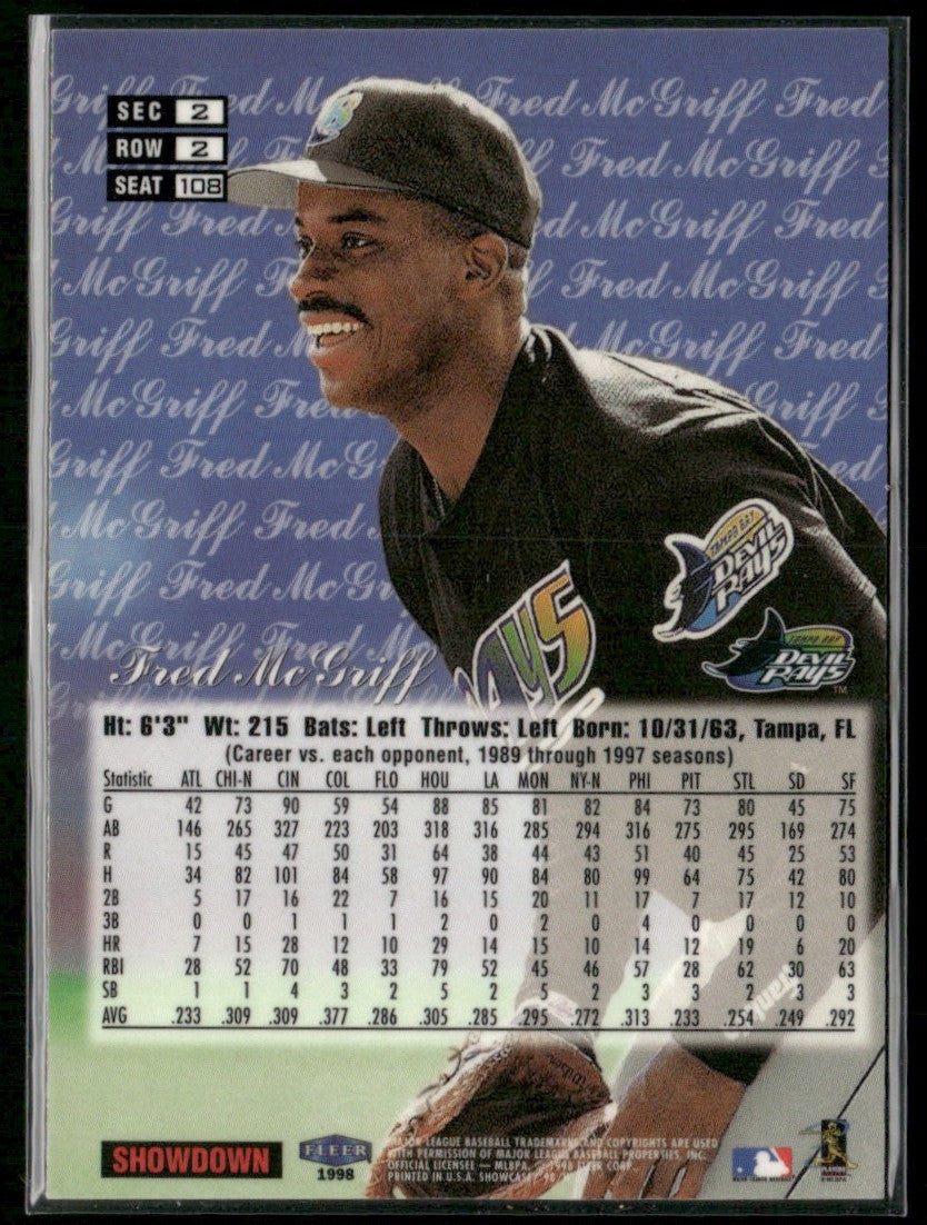 Fred McGriff 1998 Fleer Skybox Showcase Row 2 #108 Tampa Bay Devil Rays