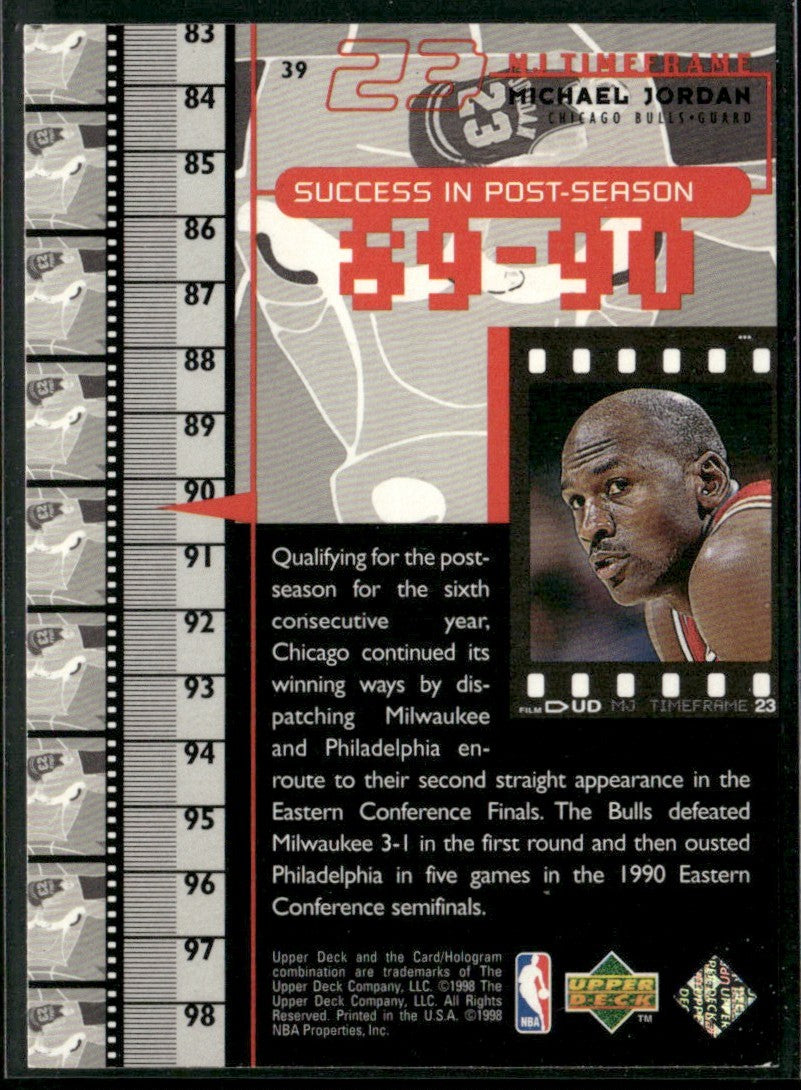 Michael Jordan 1998 Upper Deck MJ TimeFrame #39 Chicago Bulls