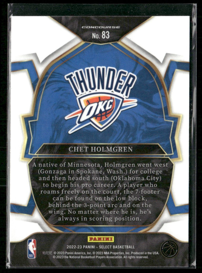 Chet Holmgren 2022 Panini Select Concourse RC #83 Oklahoma City Thunder