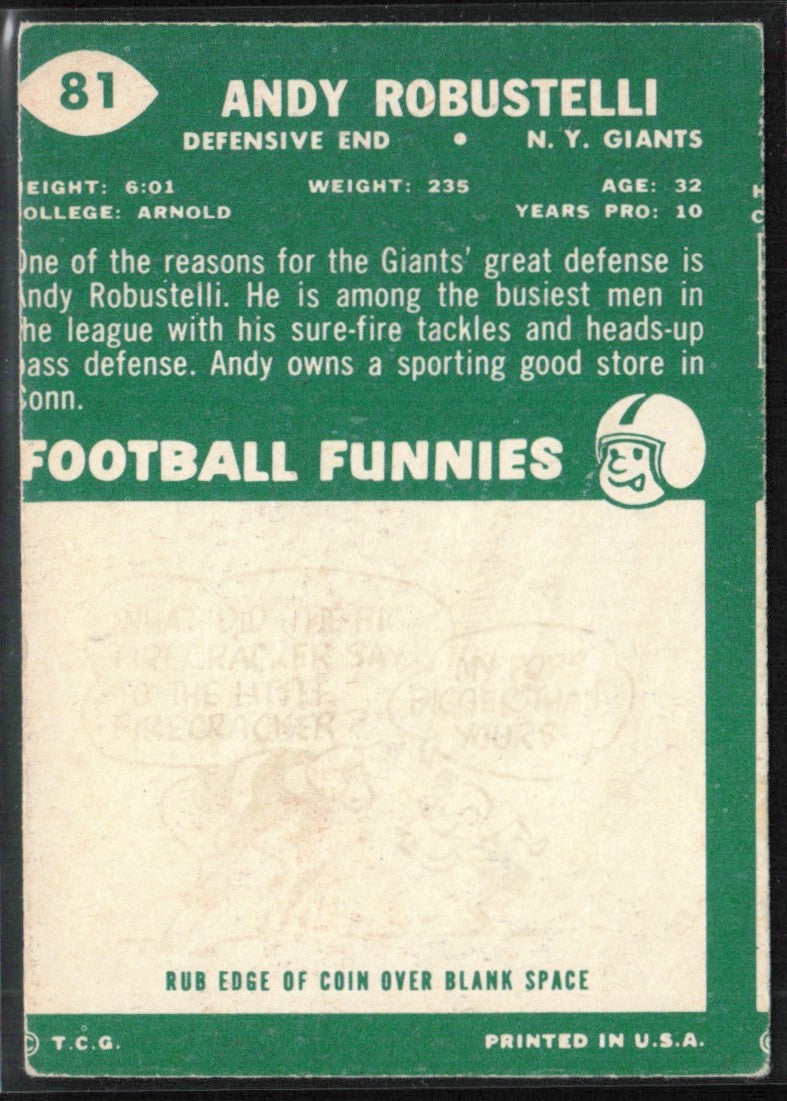 Andy Robustelli 1960 Topps #81 New York Giants