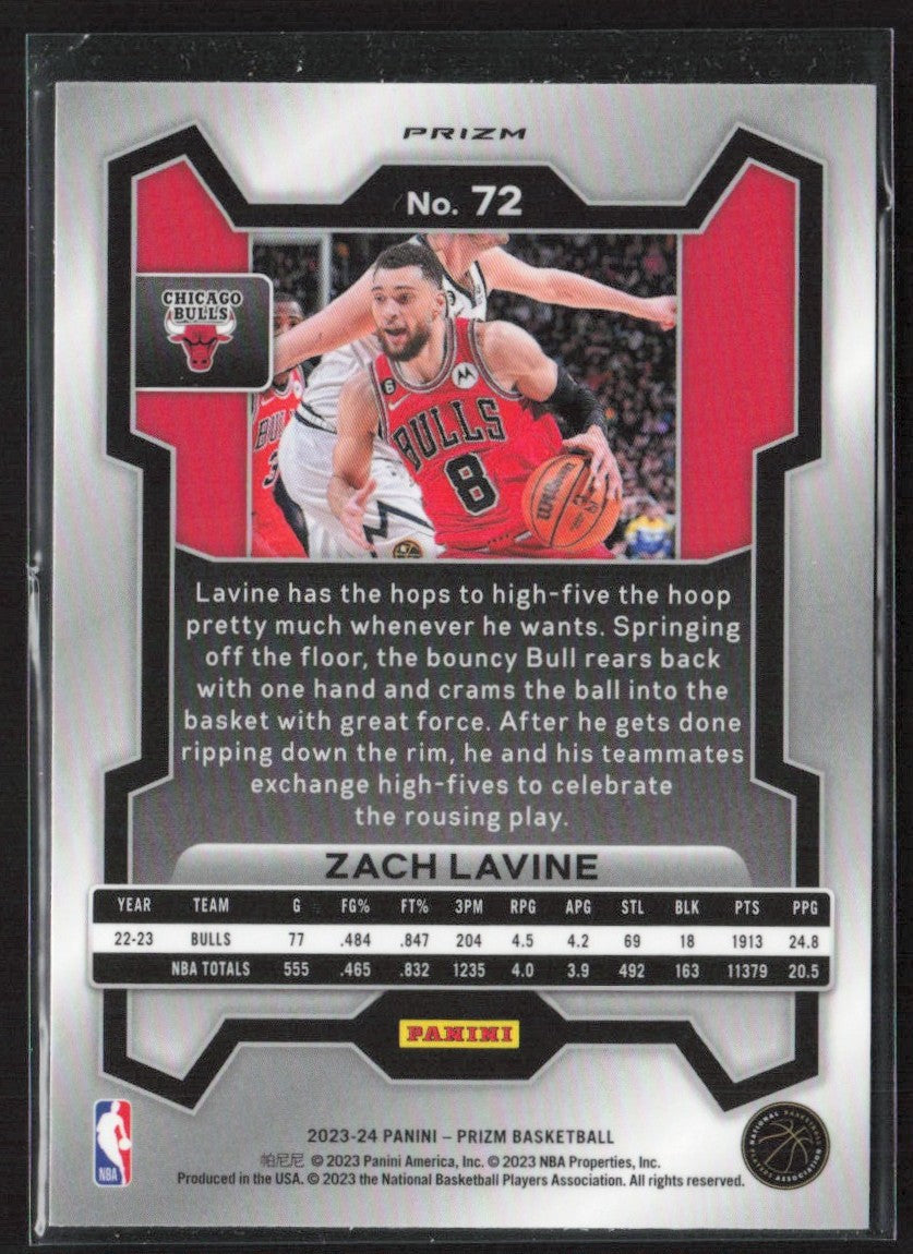 Zach LaVine 2023 Panini Prizm Choice Blue Yellow & Green #72 Chicago Bulls