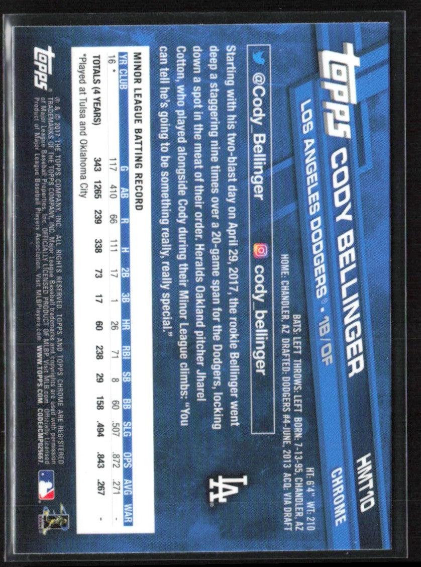 Cody Bellinger 2017 Topps Chrome RC #HMT10 Los Angeles Dodgers