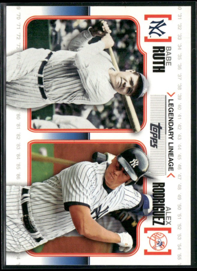 Babe Ruth/Alex Rodriguez 2010 Topps Legendary Lineage #LL3 New York Yankees