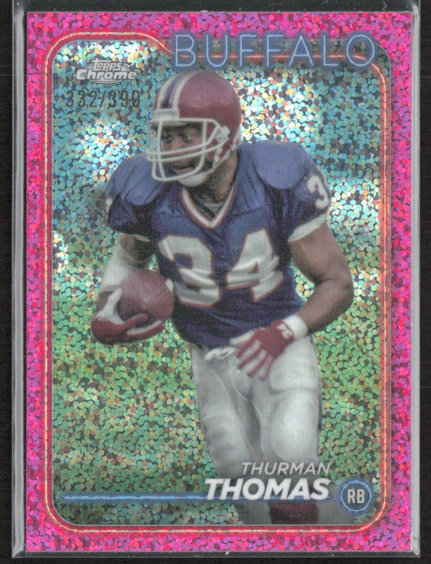 Thurman Thomas 2024 Topps Chrome Magenta Speckle Refractor /399 #9 Buffalo Bills