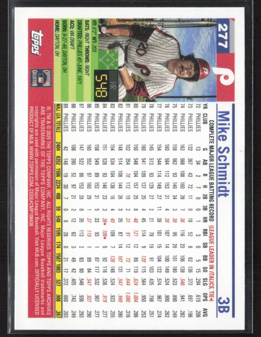 Mike Schmidt 2025 Topps Archives 2005 Black Foilboard #277 Philadelphia Phillies
