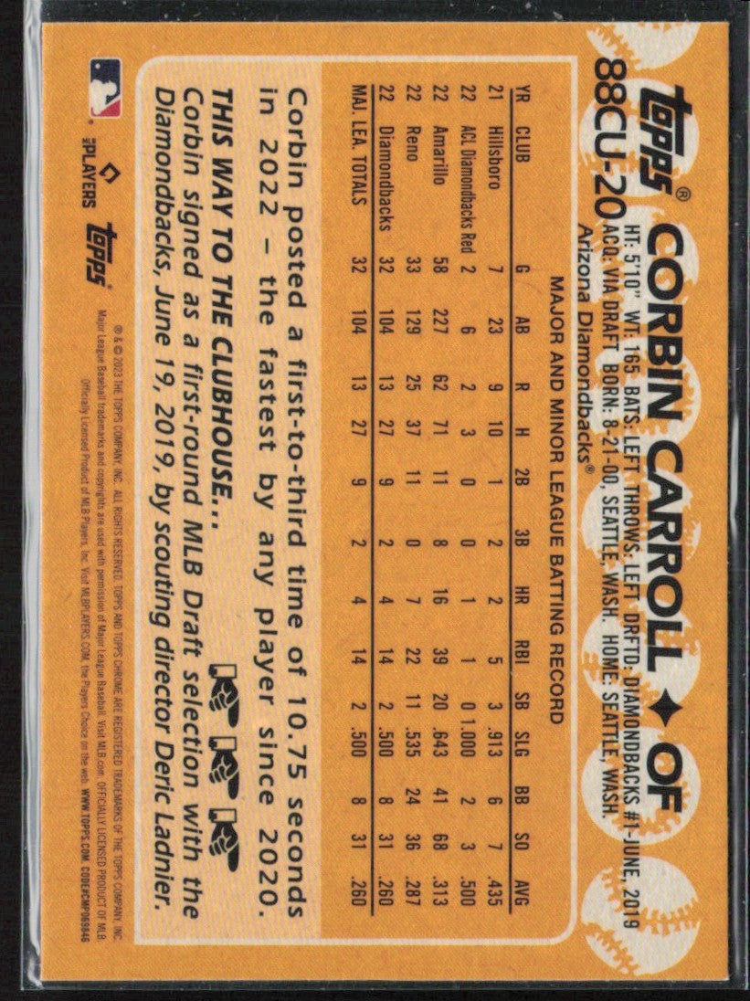 Corbin Carroll 2023 Topps Chrome 1988 RC #88CU-20 Arizona Diamondbacks