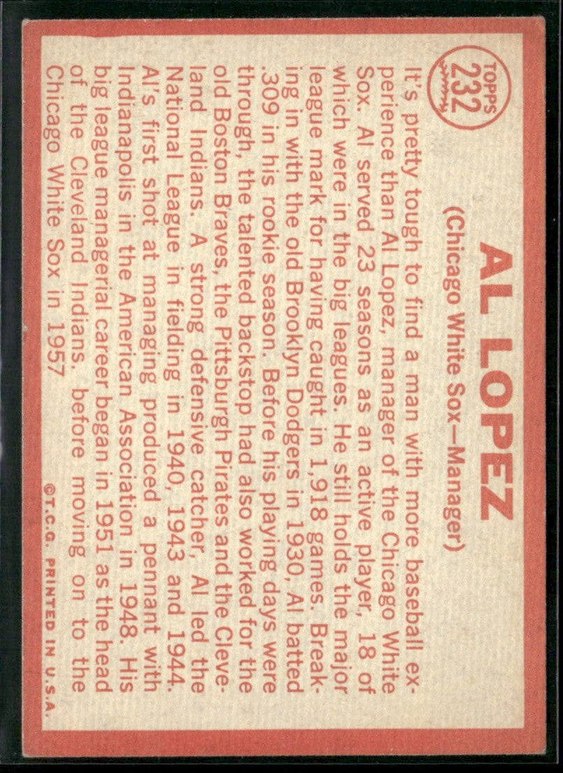 Al Lopez 1964 Topps #232 Chicago White Sox