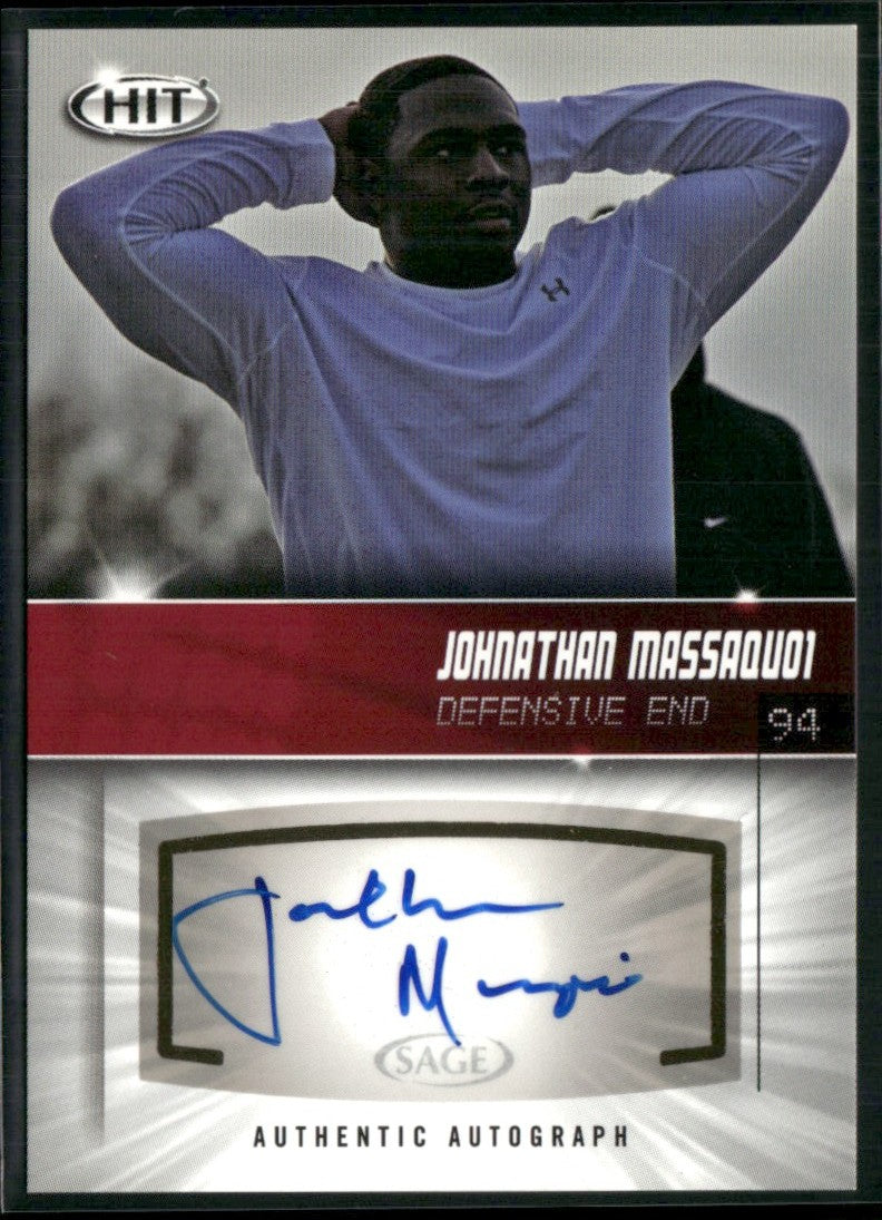 Jonathan Massaquoi 2012 SAGE HIT Autographs AUTO #A94 Troy Trojans