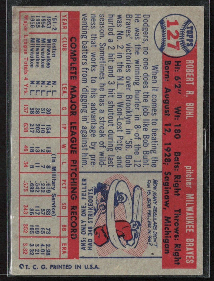 Bob Buhl 1957 Topps #127 Milwaukee Braves