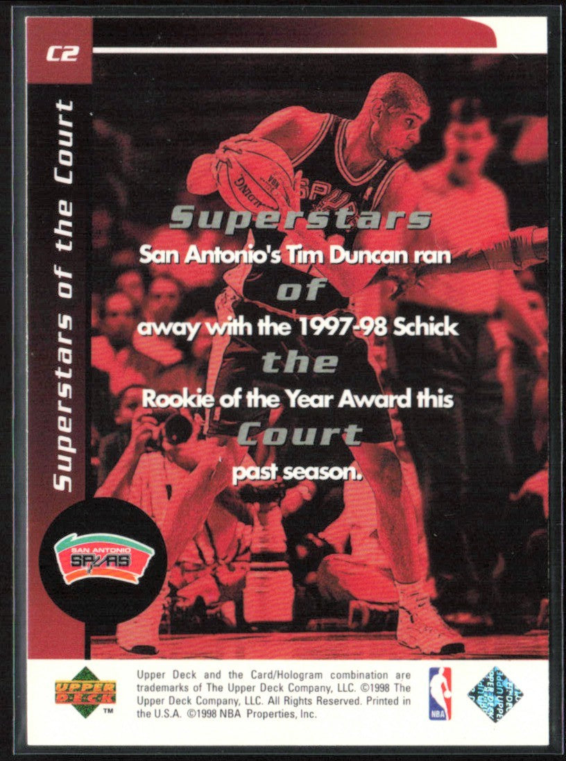 Tim Duncan 1998 Upper Deck Superstars of the Court #C2 San Antonio Spurs