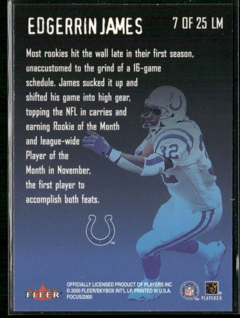 Edgerrin James 2000 Fleer Focus Last Man Standing #7LM Indianapolis Colts