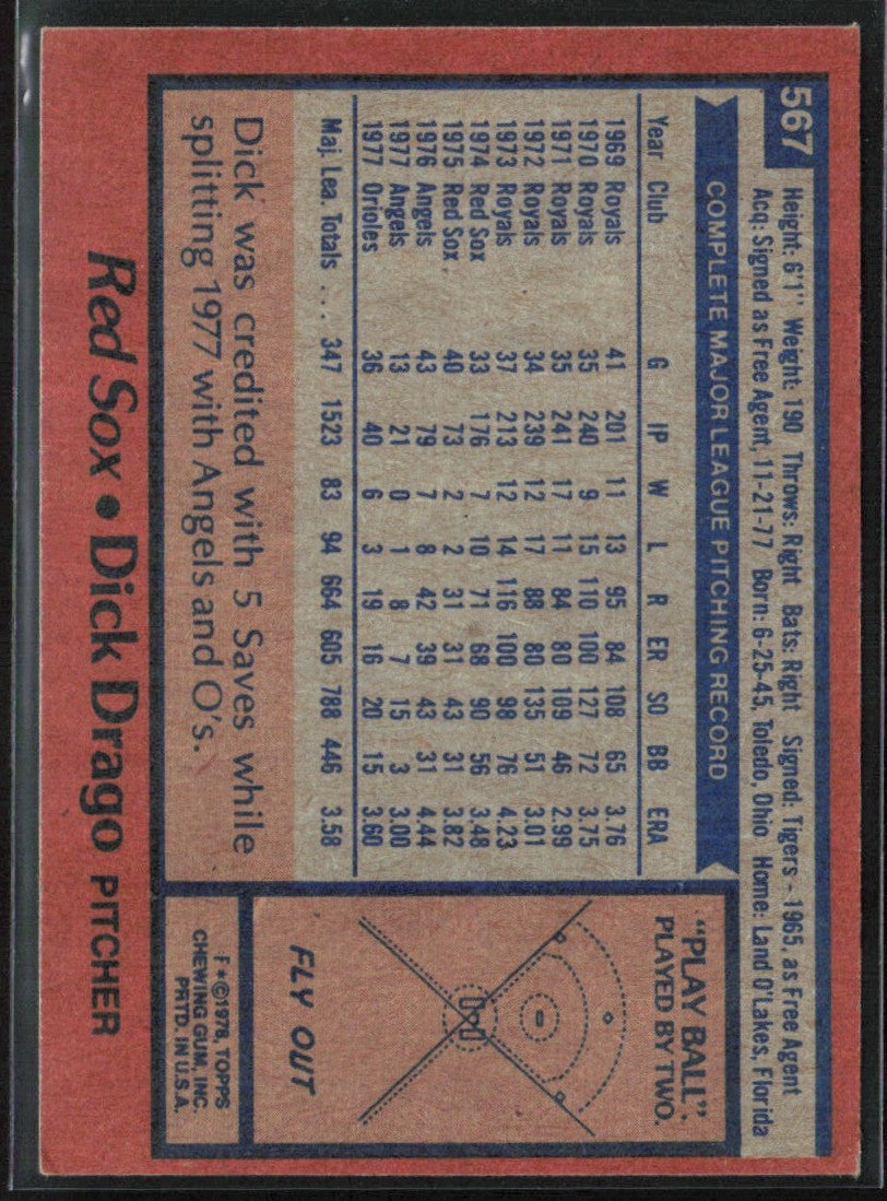 Dick Drago 1978 Topps #567 Boston Red Sox