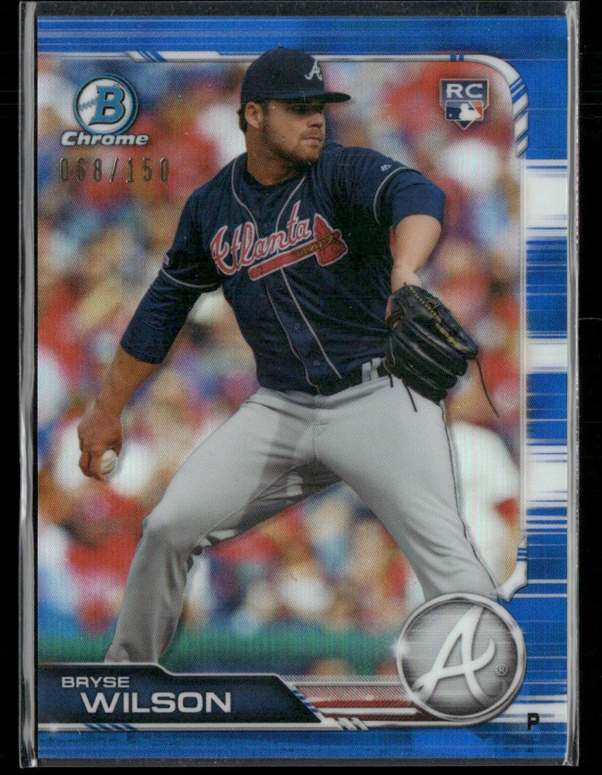 Bryse Wilson 2019 Bowman Chrome Blue Refractor RC /150 #62 Atlanta Braves