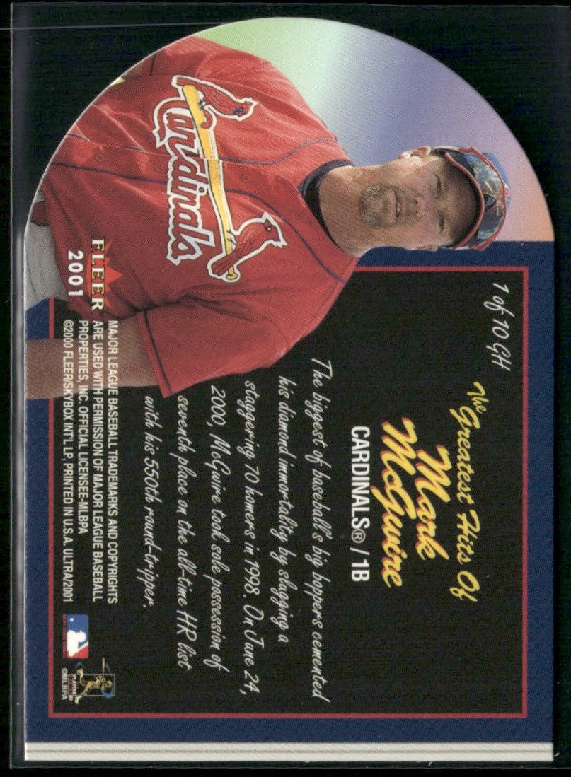 Mark McGwire 2001 Fleer Ultra Greatest Hits #1 St. Louis Cardinals