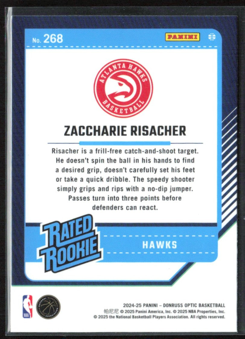 Zaccharie Risacher 2024 Donruss Optic RC #268 Atlanta Hawks