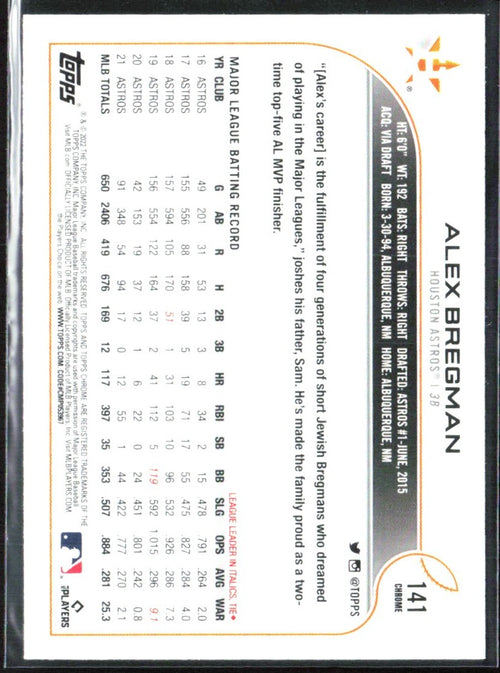 Alex Bregman 2022 Topps Chrome Sepia Refractor #141 Houston Astros