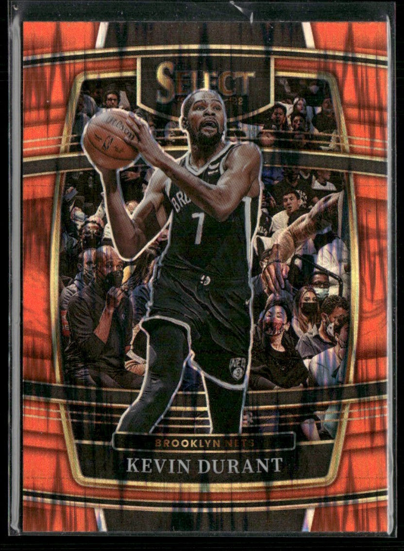 Kevin Durant 2021 Panini Select Concourse Orange Flash Prizm #50 Brooklyn Nets