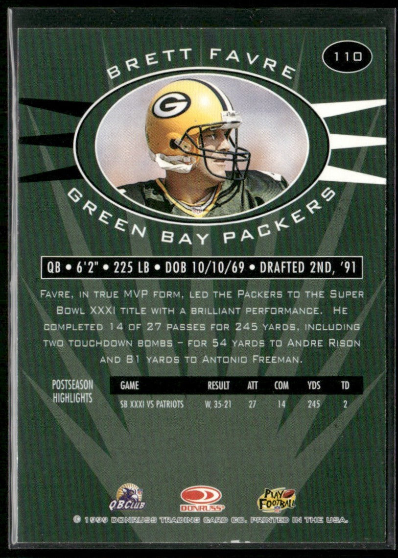 Brett Favre 1999 Donruss Preferred QBC #110 Green Bay Packers