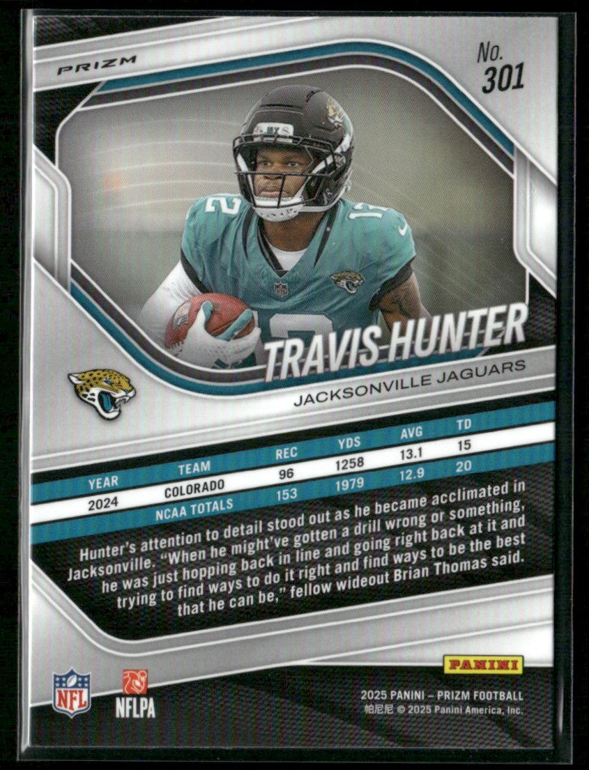 Travis Hunter 2025 Panini Prizm Lazer RC #301 Jacksonville Jaguars