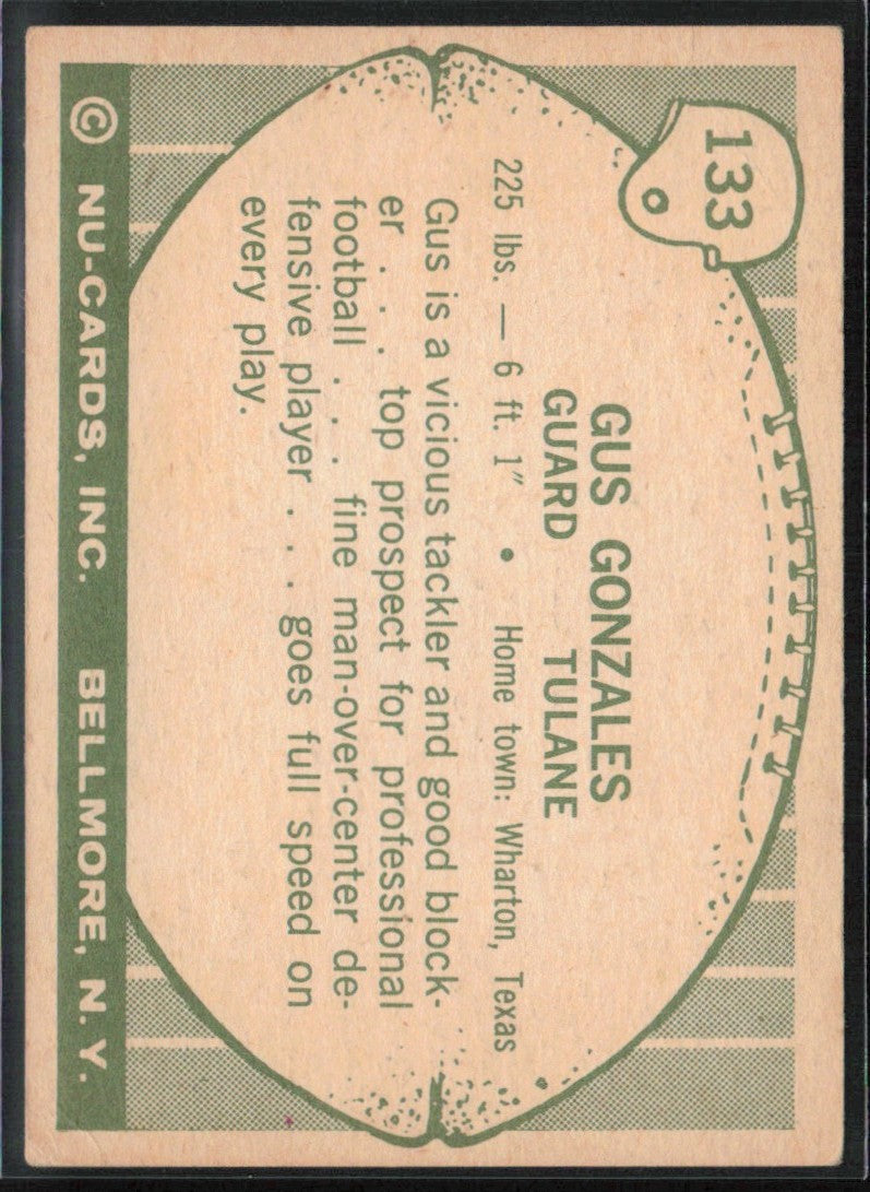Gus Gonzales 1961 Nu-Cards #133 Tulane