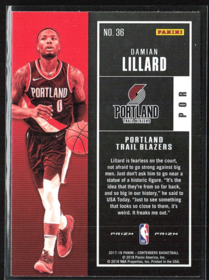 Damian Lillard 2017 Panini Contenders Season Ticket #36 Portland Trail Blazers