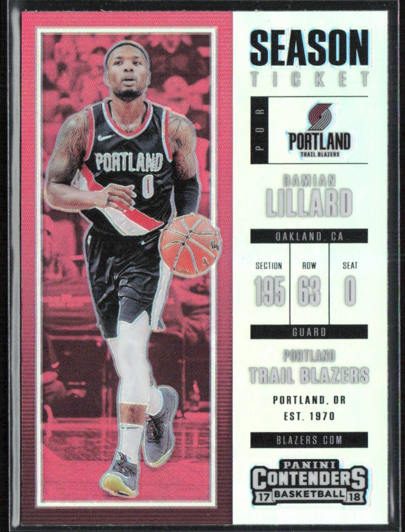 Damian Lillard 2017 Panini Contenders Season Ticket #36 Portland Trail Blazers