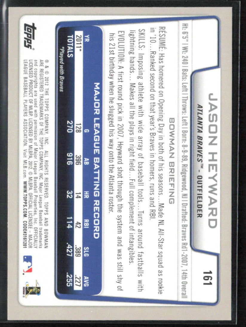 Jason Heyward 2012 Bowman Gold #161 Atlanta Braves
