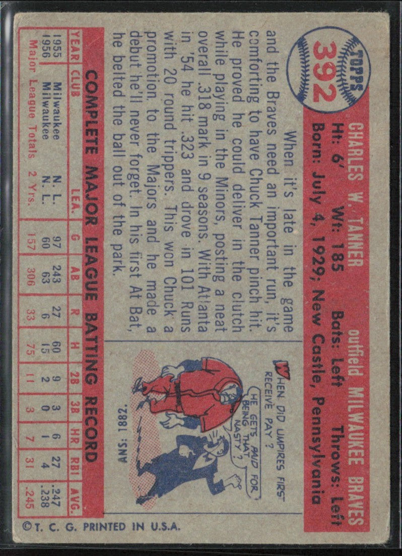 Chuck Tanner 1957 Topps #392 Milwaukee Braves