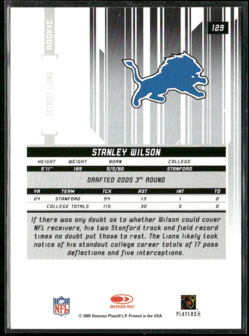 Stanley Wilson 2005 Leaf Rookies & Stars Longevity Gold /150 #129 Detroit Lions