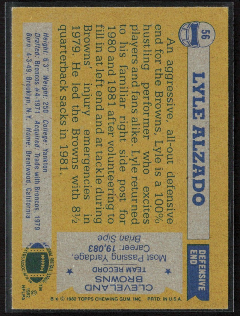 Lyle Alzado 1982 Topps #56 Cleveland Browns