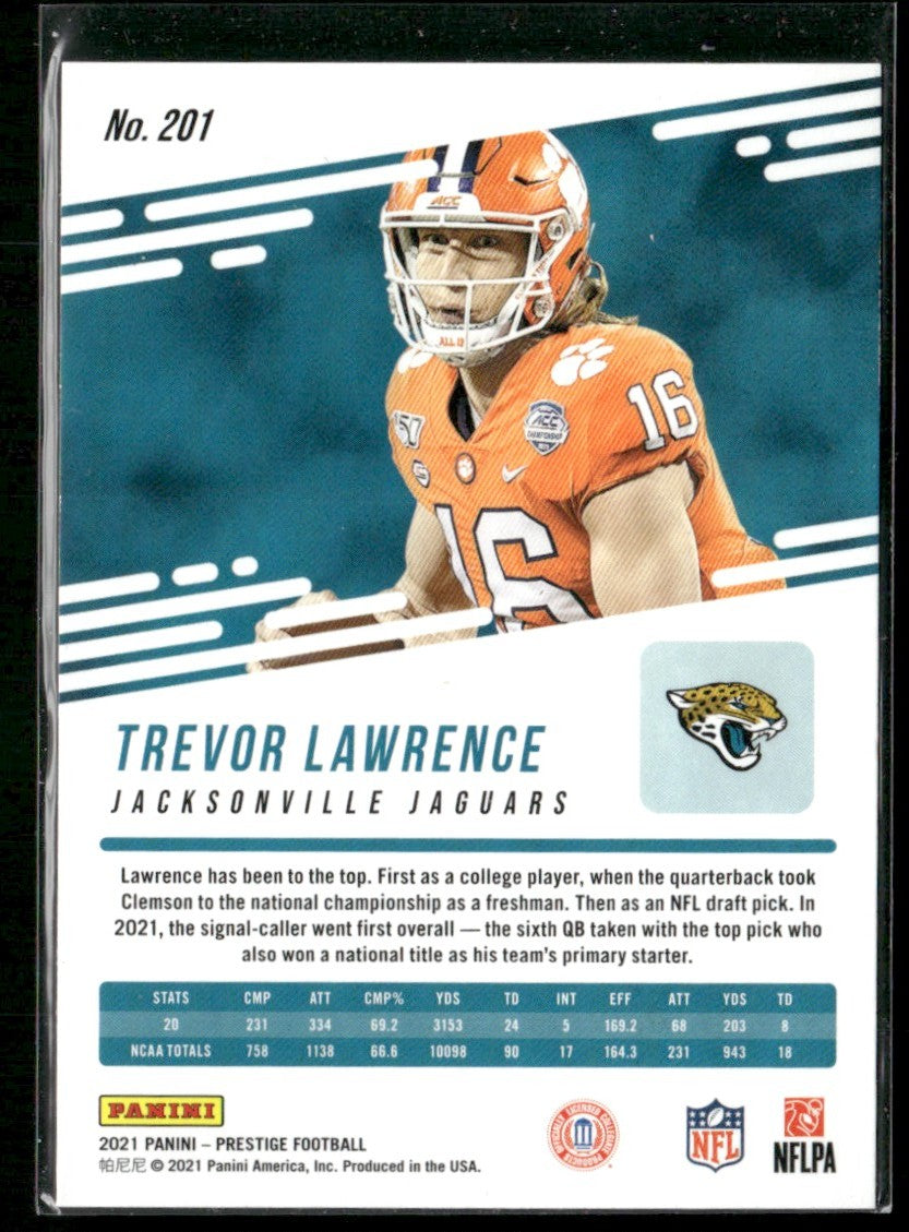 Trevor Lawrence 2021 Panini Prestige RC #201 Jacksonville Jaguars