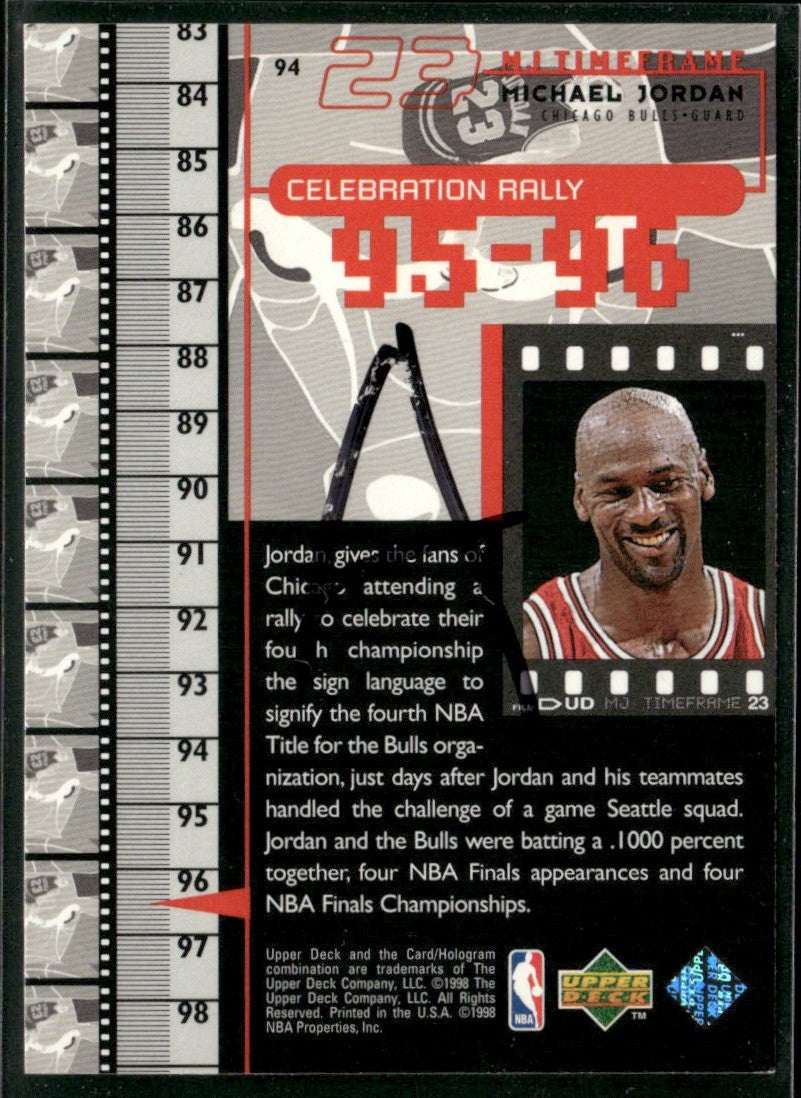 Michael Jordan 1998 Upper Deck MJ TimeFrame #94 Chicago Bulls