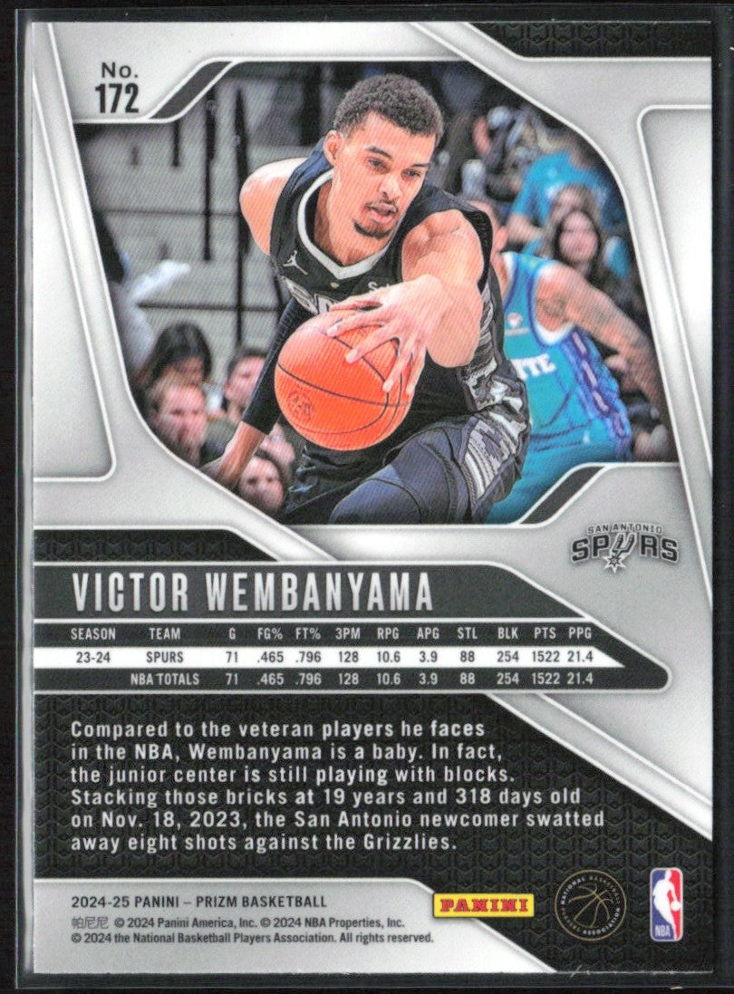 Victor Wembanyama 2024 Panini Prizm #172 San Antonio Spurs