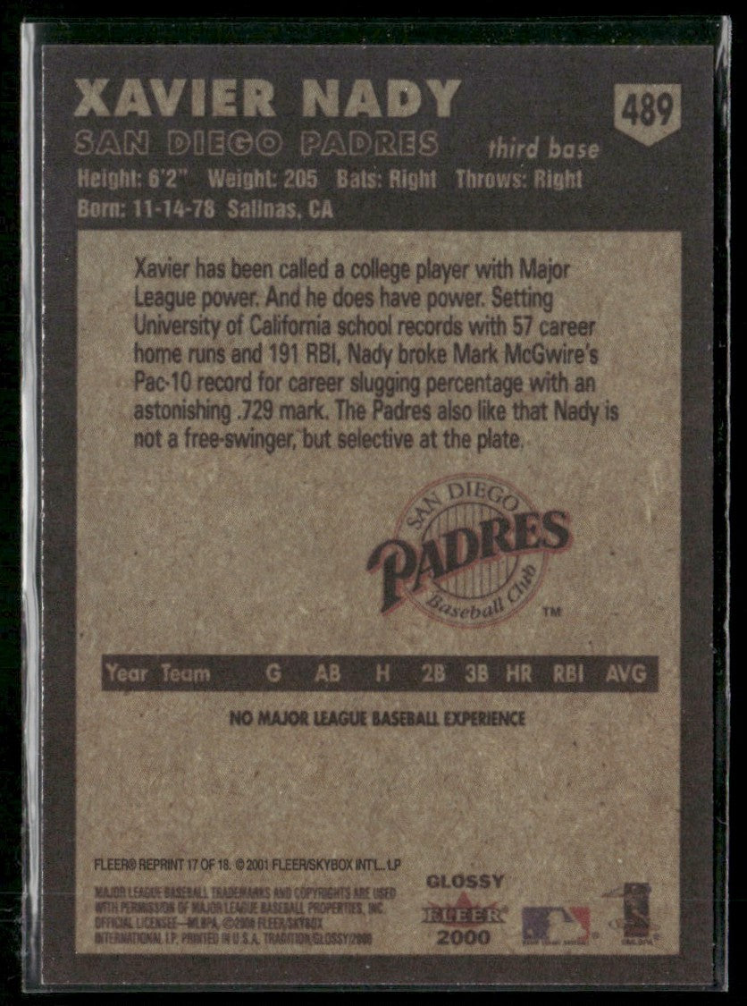 Xavier Nady 2000 Fleer Tradition Glossy RC #489 San Diego Padres