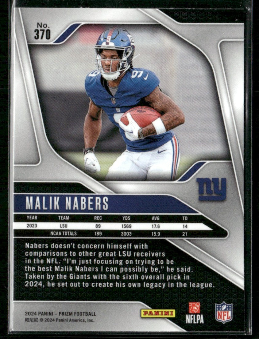 Malik Nabers 2024 Panini Prizm RC #370 New York Giants