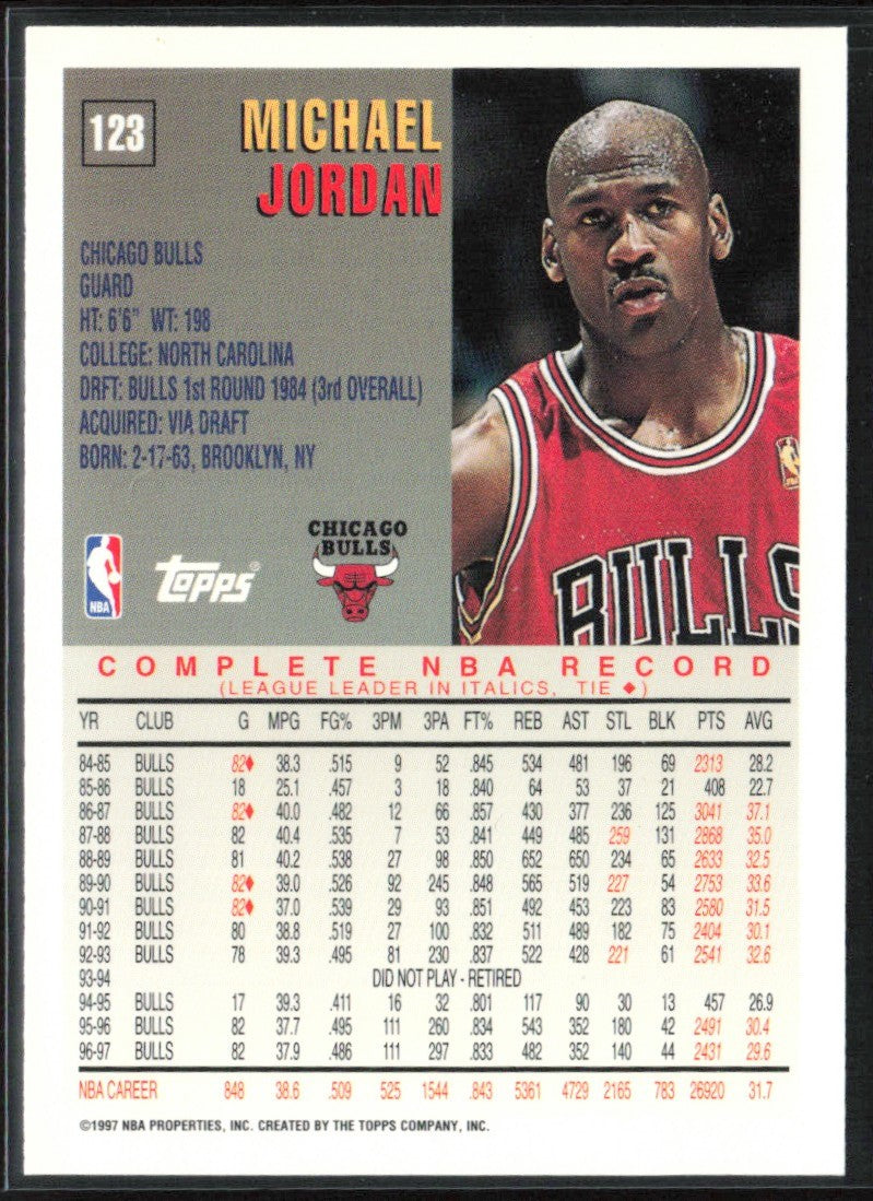 Michael Jordan 1997 Topps #123 Chicago Bulls