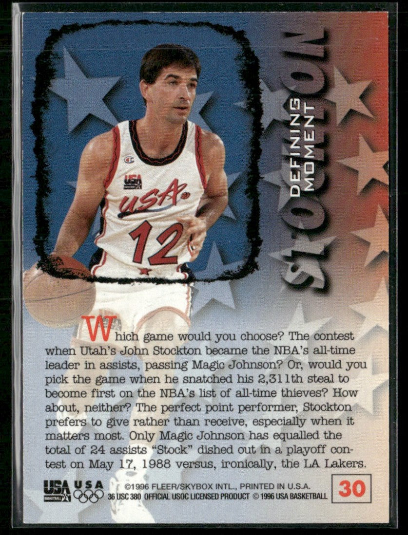 John Stockton 1996 Fleer USA Defining Moment #30 USA