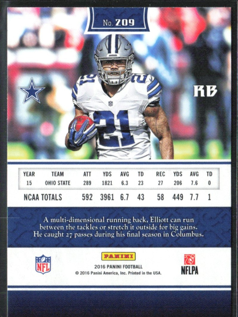 Ezekiel Elliott 2016 Panini RC #209 Dallas Cowboys