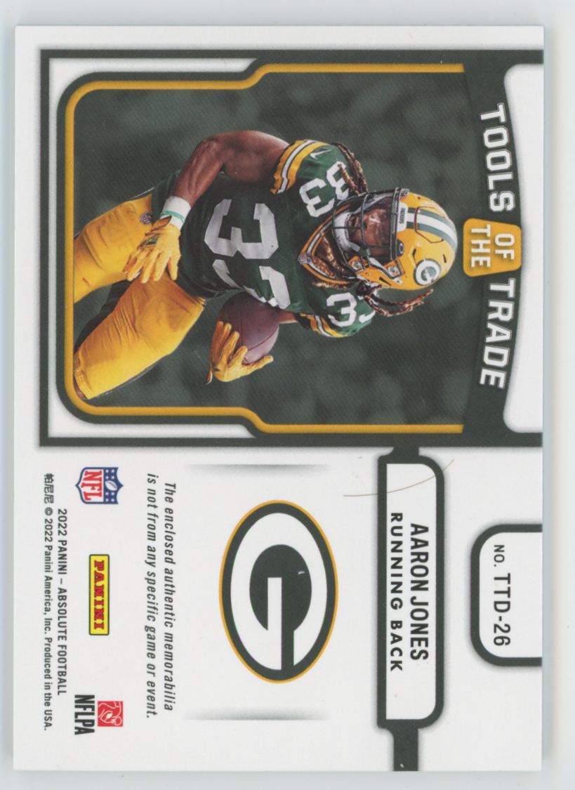 Aaron Jones 2022 Panini Absolute Tools of the Trade /199 Jersey #TTD-26
