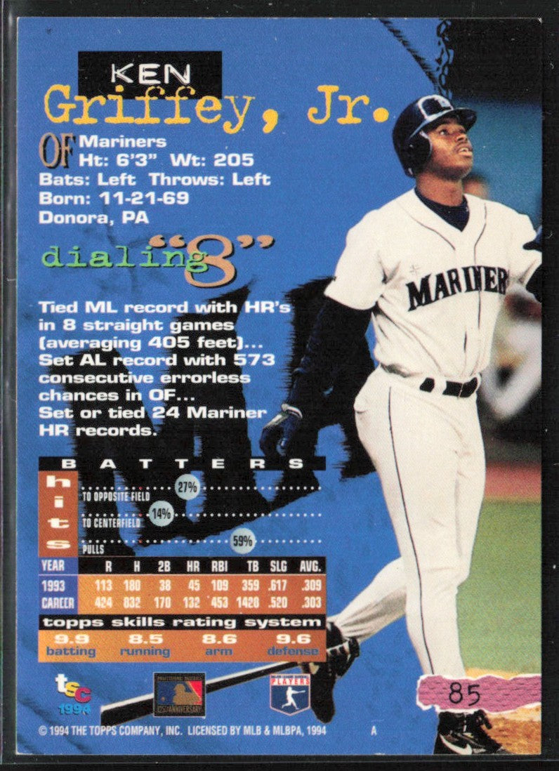 Ken Griffey Jr. 1994 Topps Stadium Club Rainbow Foil #85 Seattle Mariners