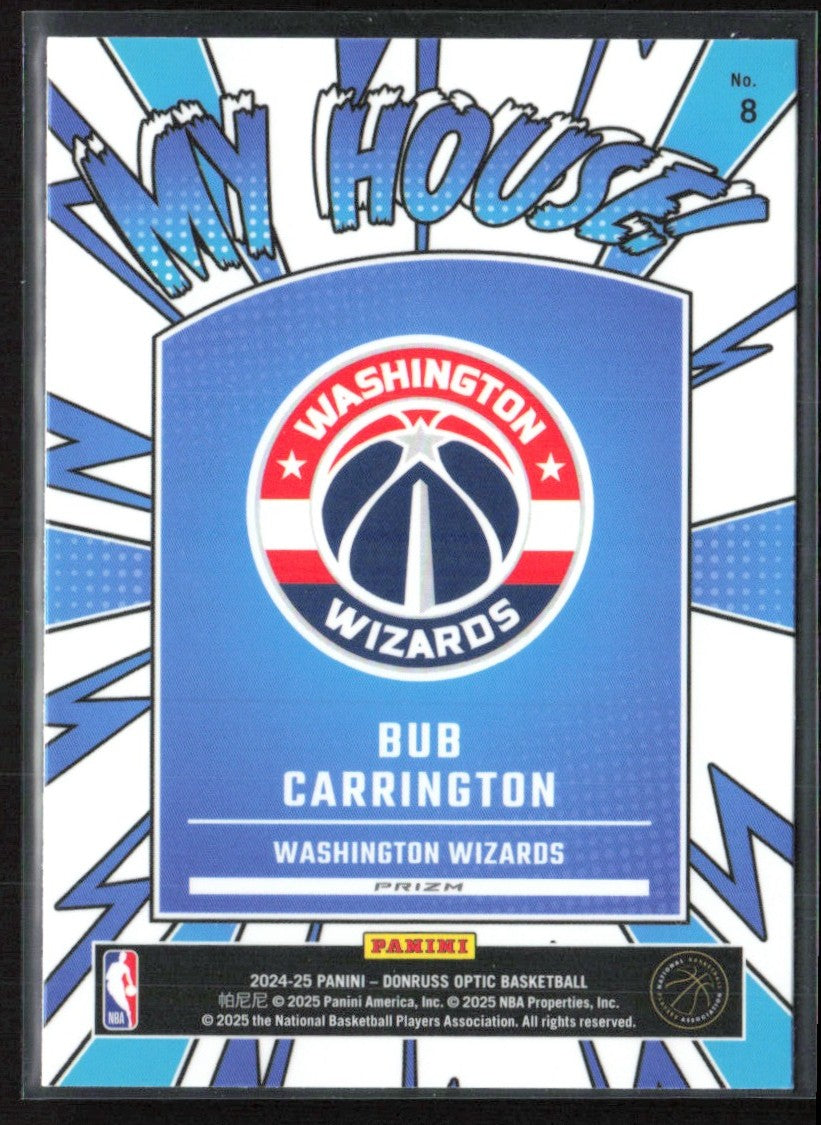 Bub Carrington 2024 Donruss Optic My House Purple RC #8 Washington Wizards