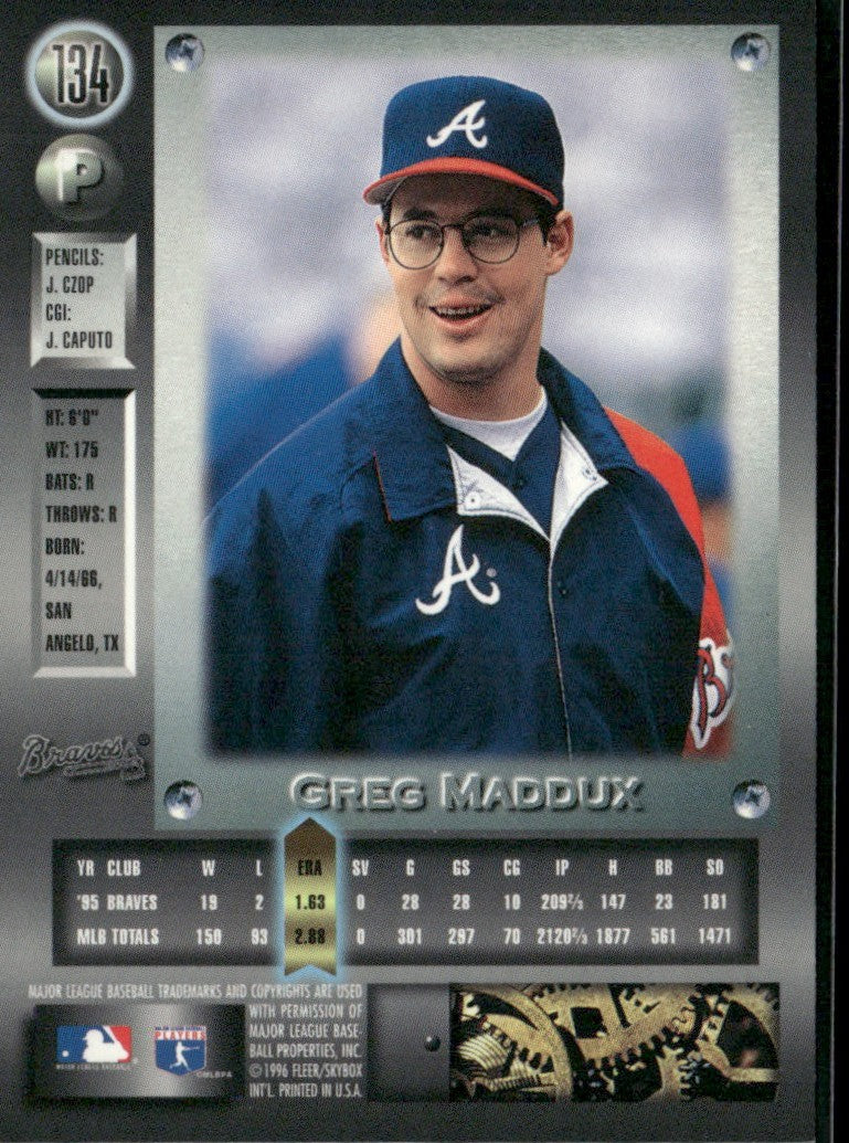 Greg Maddux 1996 Metal Universe #134 Atlanta Braves