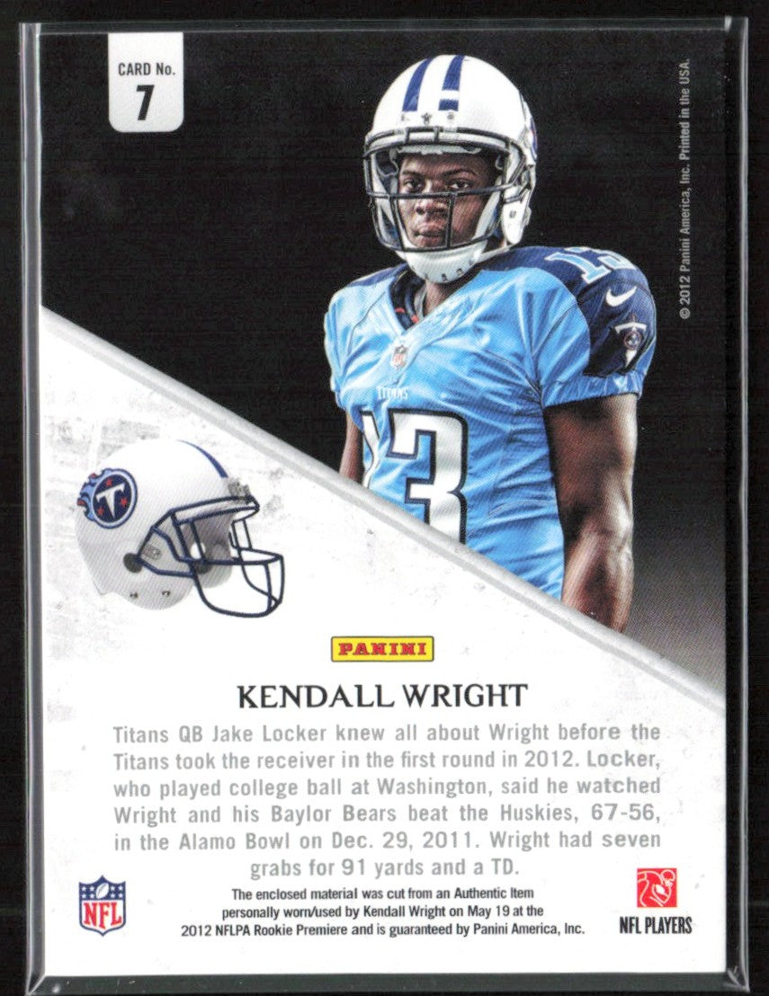 Kendall Wright 2012 Panini Rookies & Stars Rookie Collection Jersey #7