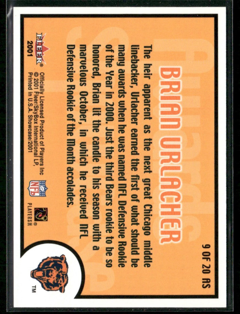 Brian Urlacher 2001 Fleer Showcase Awards #9AS Chicago Bears
