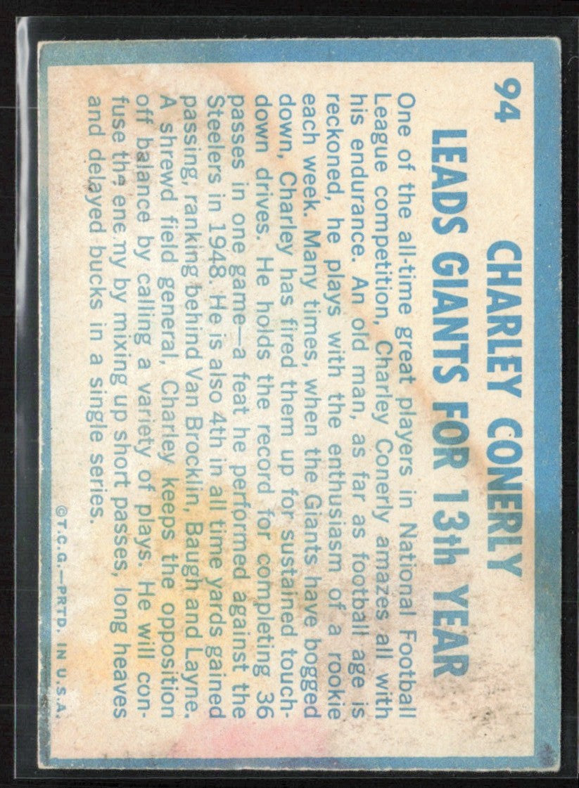 Charley Conerly 1961 Topps #94 New York Giants